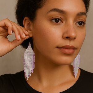 Chic Lavender Beaded Earrings
